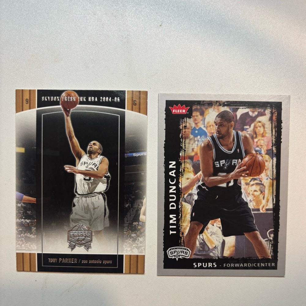 Tony Parker and Tim Duncan Spurs Basketball Trading Cards Set